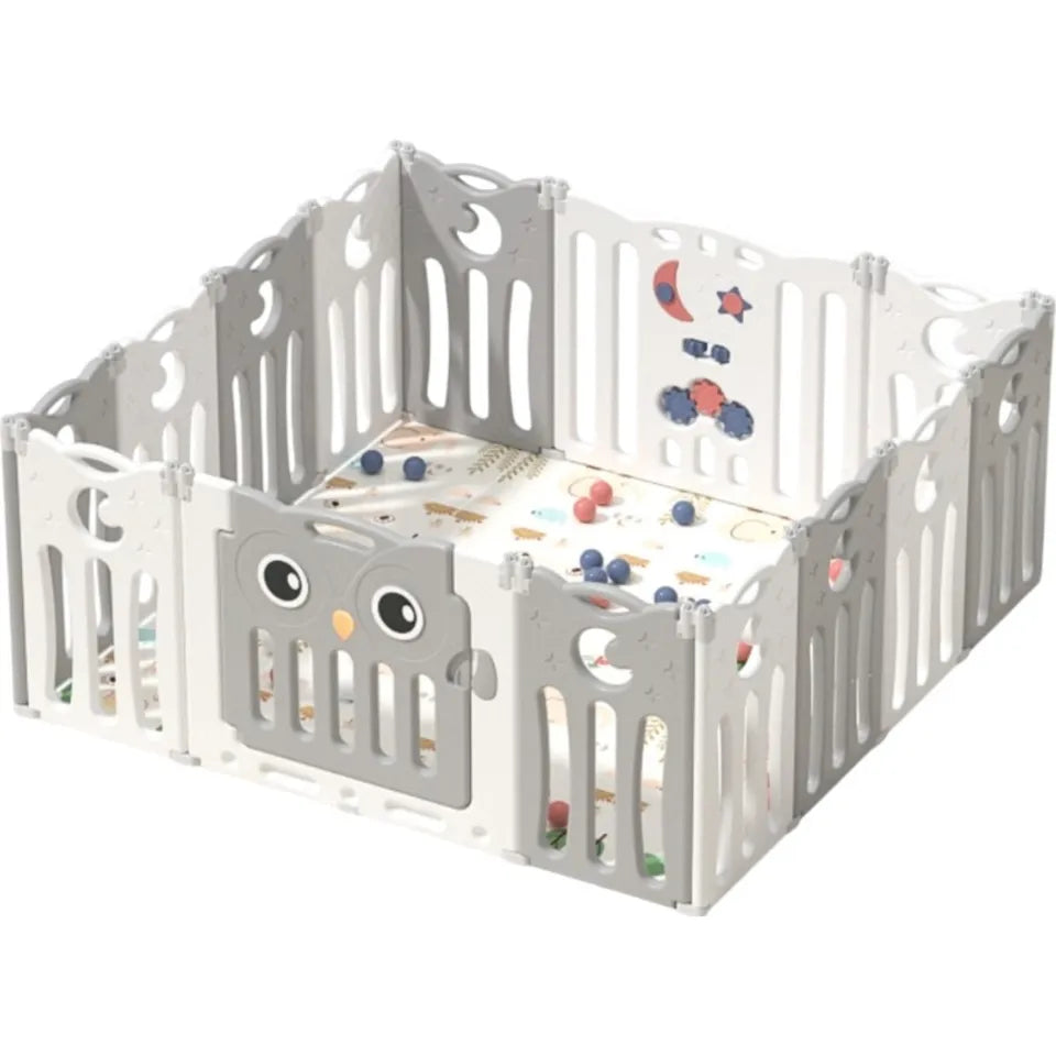 Little Angel Foldable Baby Playpen with Fence for Indoor & Outdoor Use – Grey