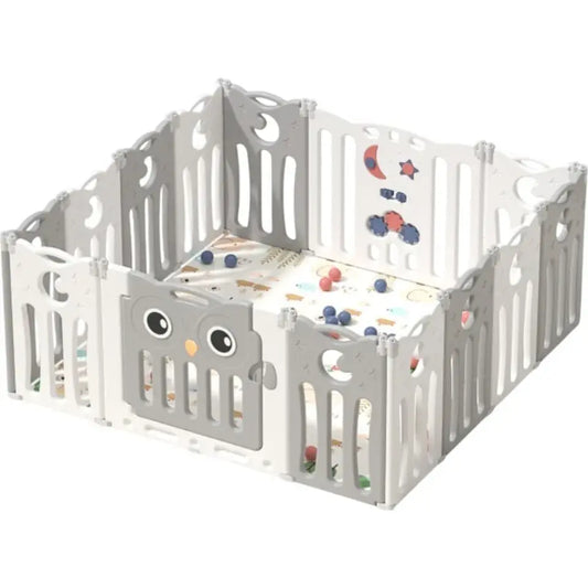 Little Angel Foldable Baby Playpen with Fence for Indoor & Outdoor Use – Grey