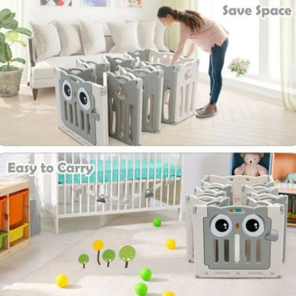 Little Angel Foldable Baby Playpen with Fence – Grey