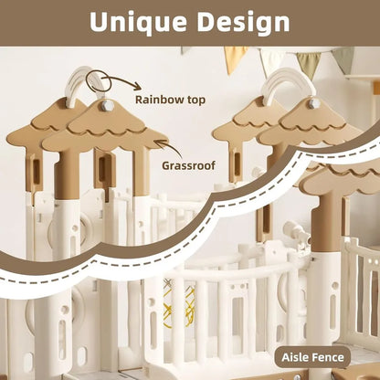 Little Angel Kids Activity Centre with Slide, Hoop & Climber – Coffee