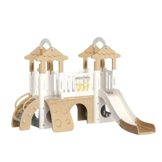 Little Angel Kids Activity Centre with Slide, Hoop & Climber – Coffee