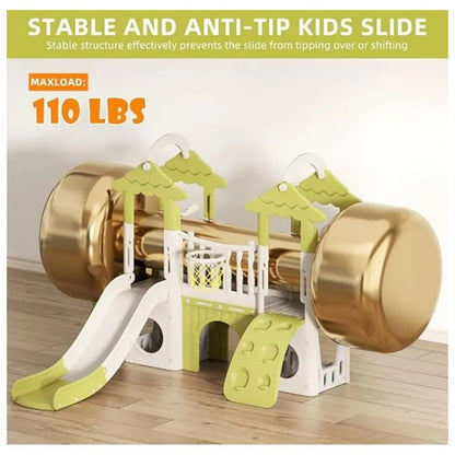 Little Angel Kids Playset & Activity Centre with Slide, Hoop & Climber – Green