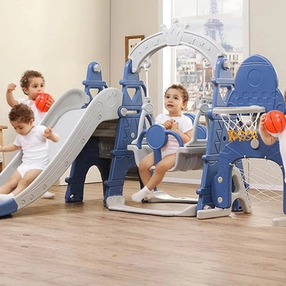 Little Angel Kids Slide & Swing 3 In 1 Activity Playset (180 x 122 x 154 cm, Blue)