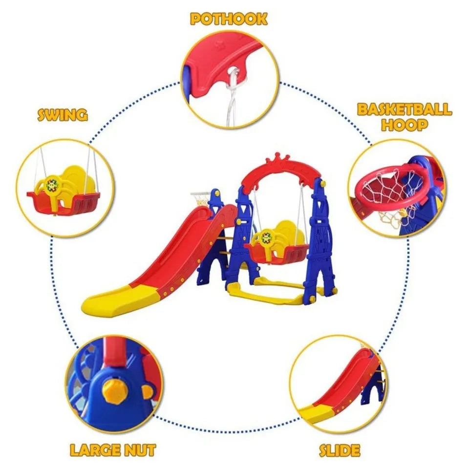 Little Angel Kids Slide & Swing 3-in-1 Activity Playset – Pink.