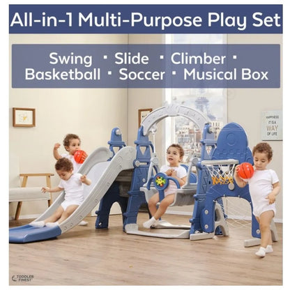 Little Angel Kids Slide & Swing 3-in-1 Activity Playset – Blue