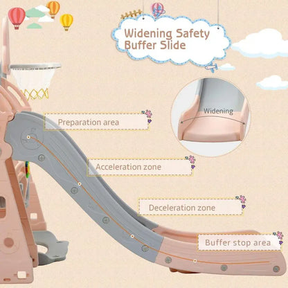 Little Angel Kids Slide & Swing 3-in-1 Activity Playset – Pink.