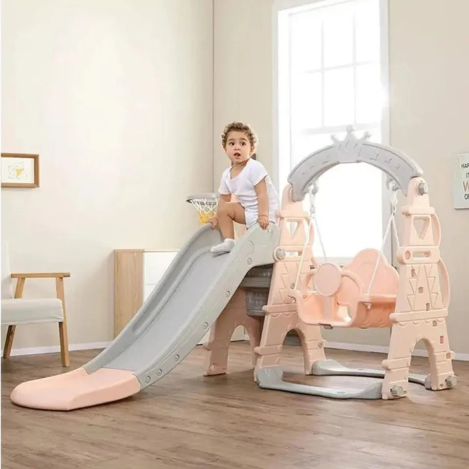 Little Angel Kids Slide & Swing 3-in-1 Activity Playset – Pink.