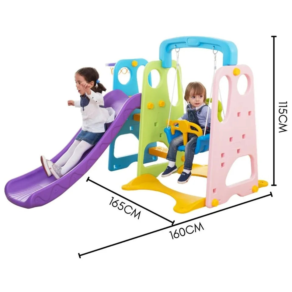 Little Angel Kids Slide & Swing 3-in-1 Activity Playset – Multicolor.
