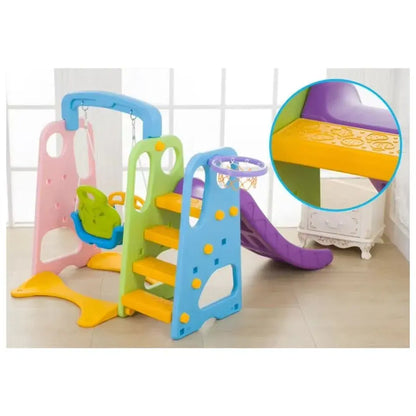 Little Angel Kids Slide & Swing 3-in-1 Activity Playset – Multicolor.