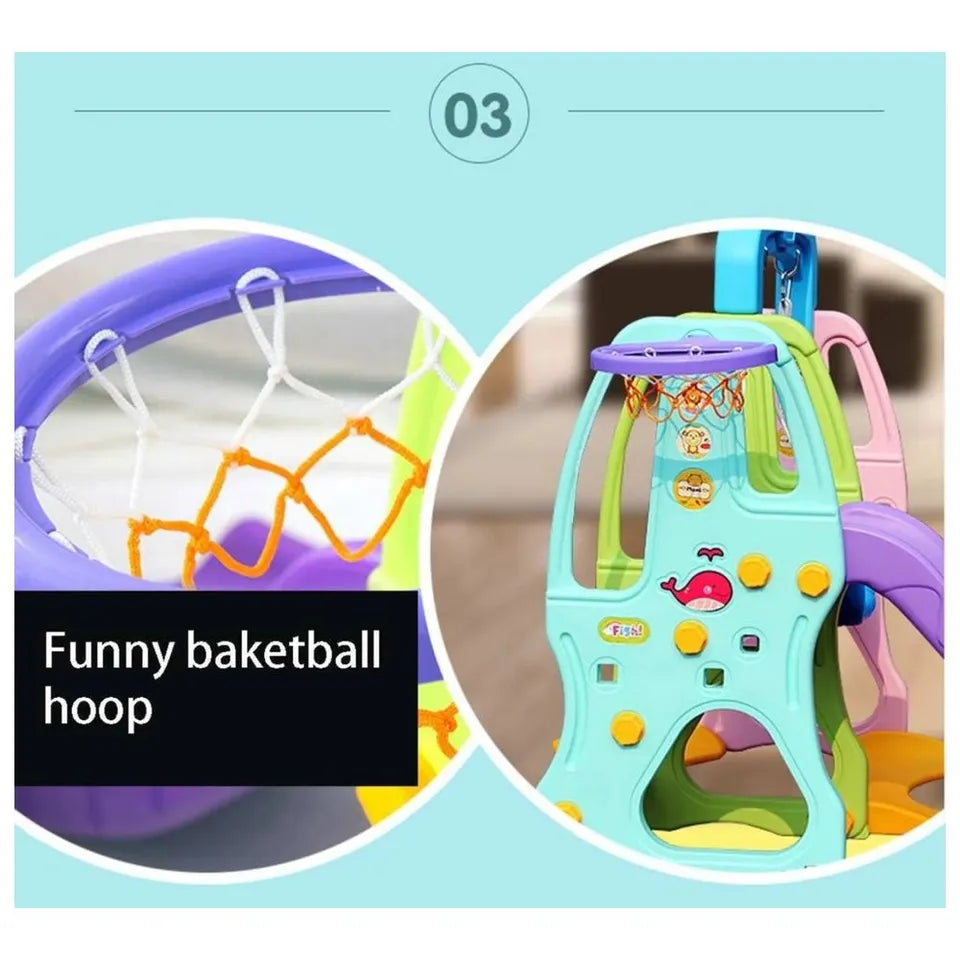 Little Angel Kids Slide & Swing 3-in-1 Activity Playset – Multicolor.