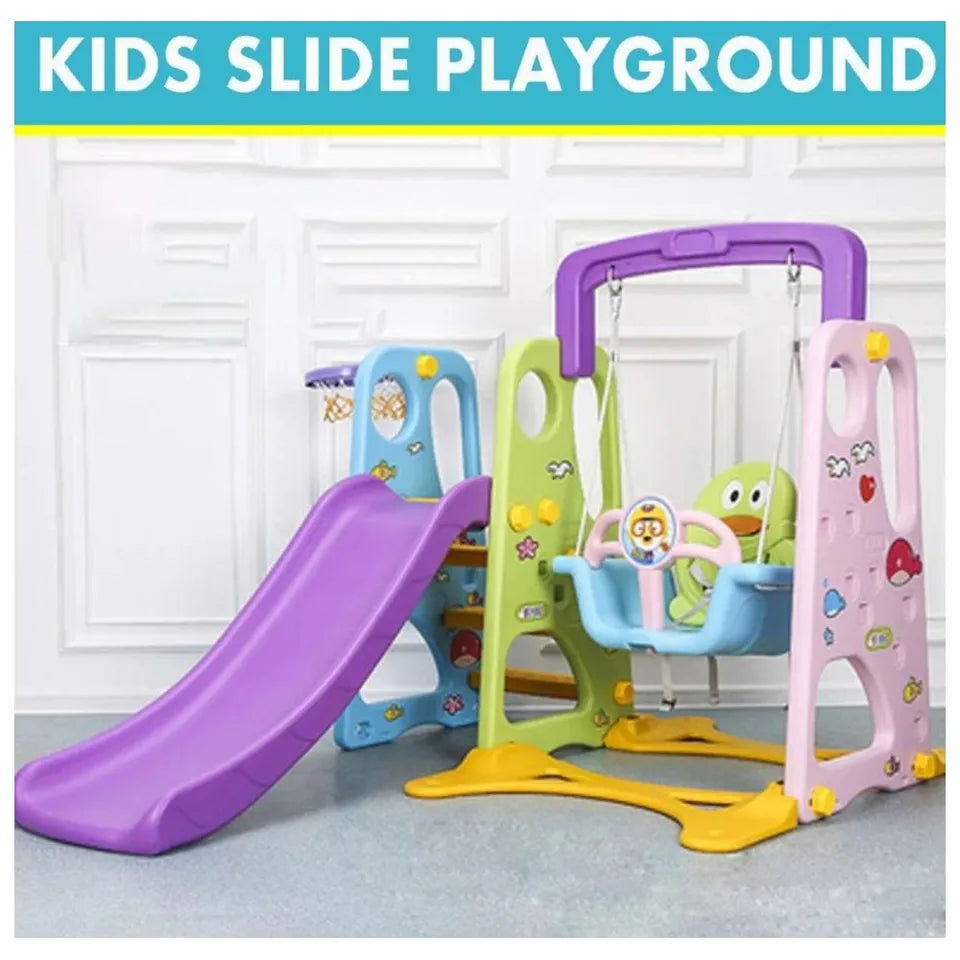 Little Angel Kids Slide & Swing 3-in-1 Activity Playset – Multicolor.