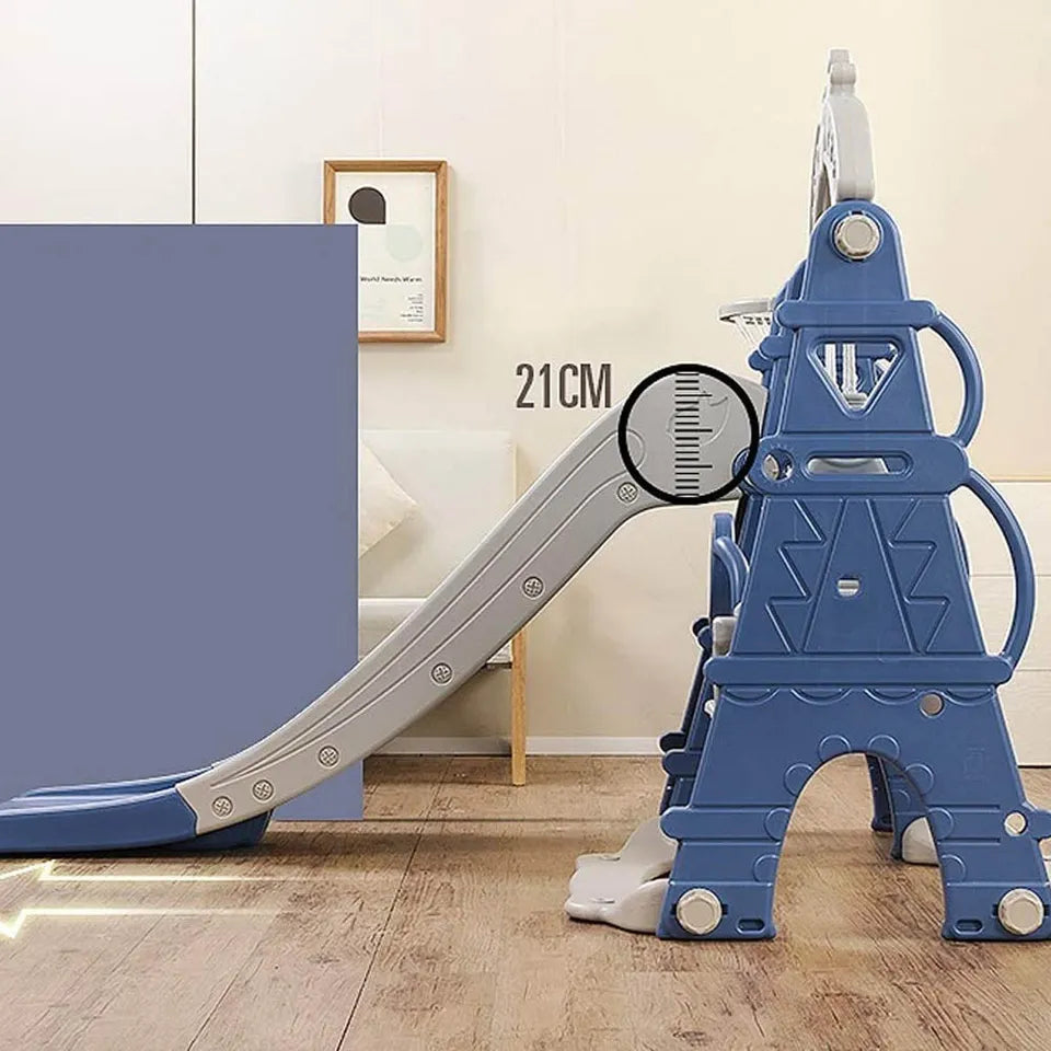 Little Angel Kids Slide & Swing 3 In 1 Activity Playset (180 x 122 x 154 cm, Blue)