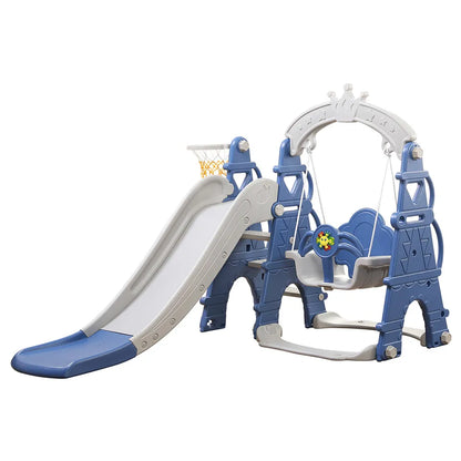 Little Angel Kids Slide & Swing 3 In 1 Activity Playset (180 x 122 x 154 cm, Blue)