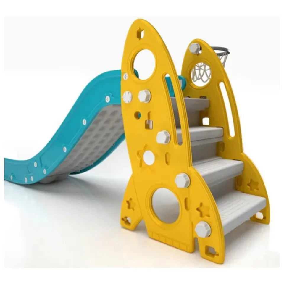 Little Angel Kids Slide, Swing, Basketball & Football 4-in-1 Activity Playset – Green.