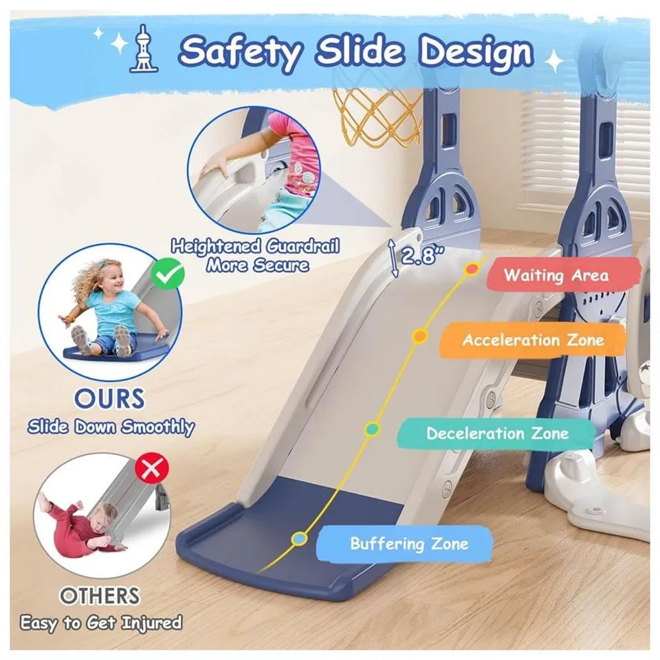 Little Angel Kids Slide & Swing 3-in-1 Activity Playset – Blue.