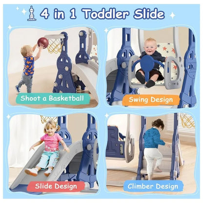 Little Angel Kids Slide & Swing 3-in-1 Activity Playset – Blue.