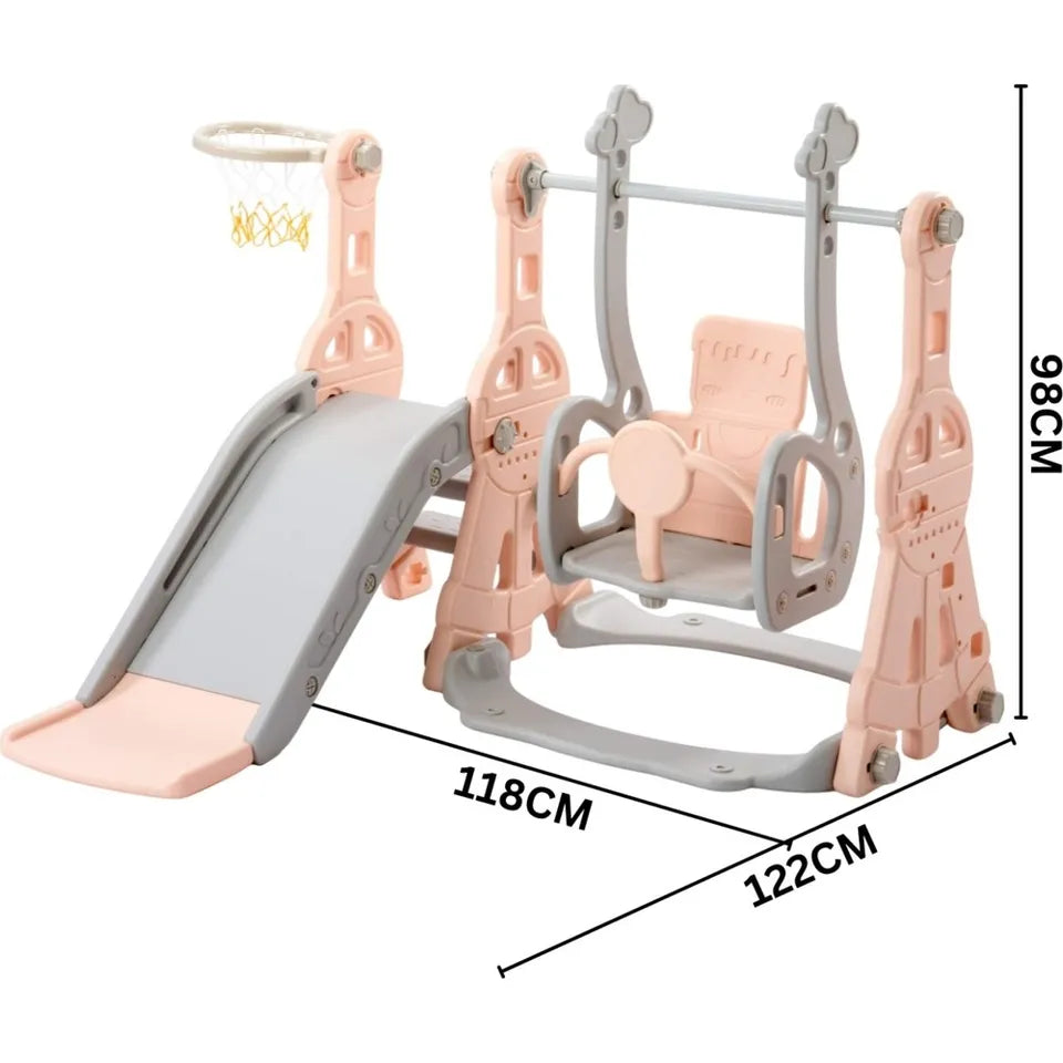 Little Angel Kids Slide & Swing 3-in-1 Activity Playset – Pink.