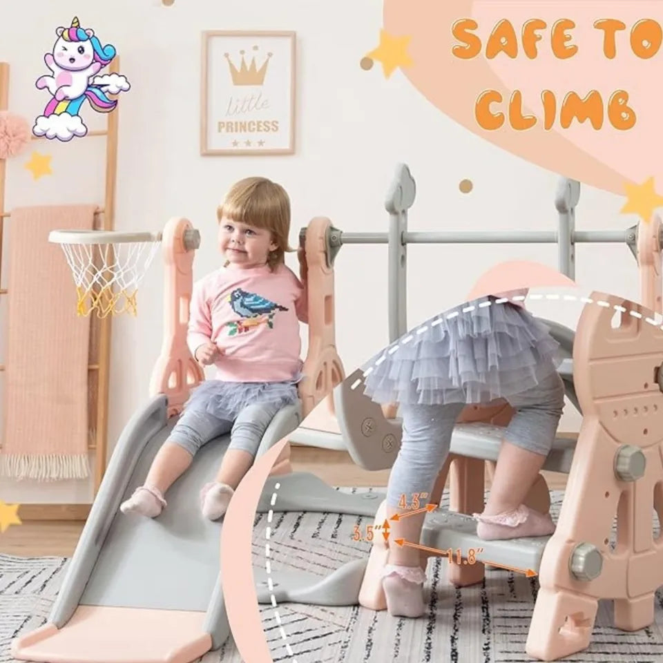 Little Angel Kids Slide & Swing 3-in-1 Activity Playset – Pink.