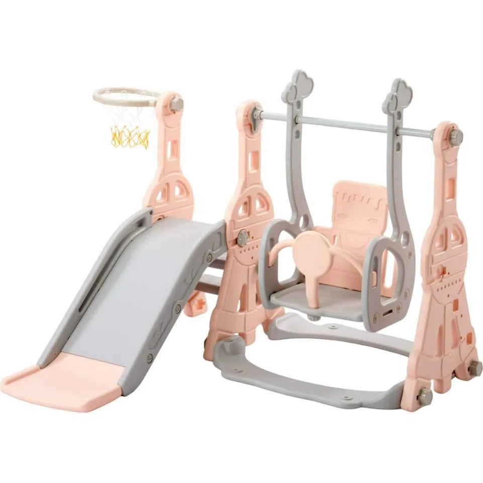 Little Angel Kids Slide & Swing 3-in-1 Activity Playset – Pink.