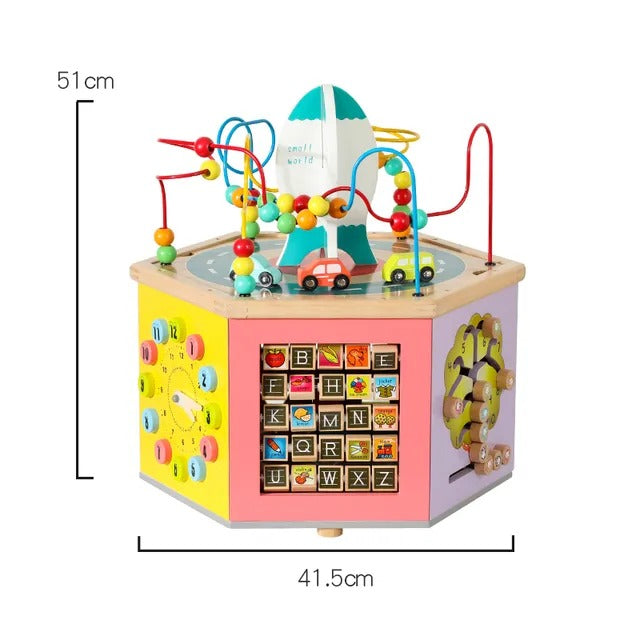 Little Angel Kids Wooden Activity Cube – Multicolor