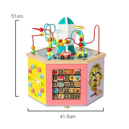 Little Angel Kids Wooden Activity Cube – Multicolor