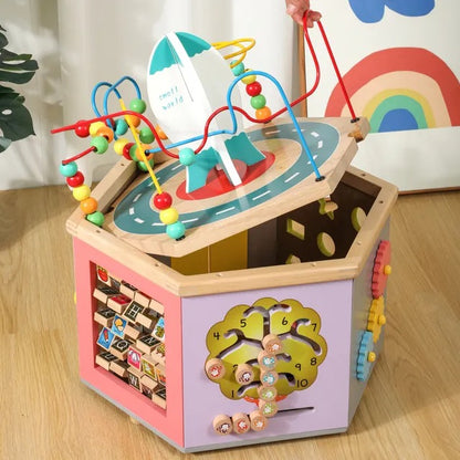 Little Angel Kids Wooden Activity Cube – Multicolor