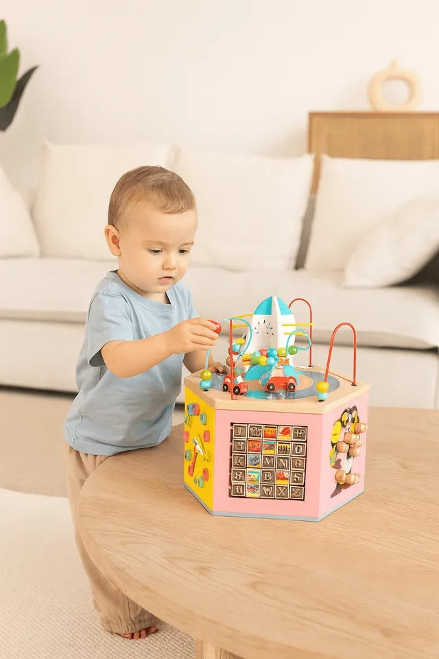 Little Angel Kids Wooden Activity Cube – Multicolor