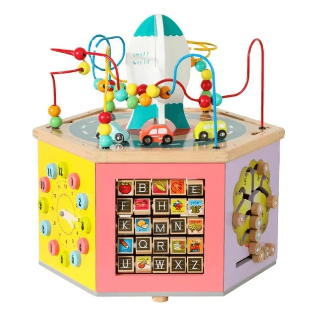 Little Angel Kids Wooden Activity Cube – Multicolor