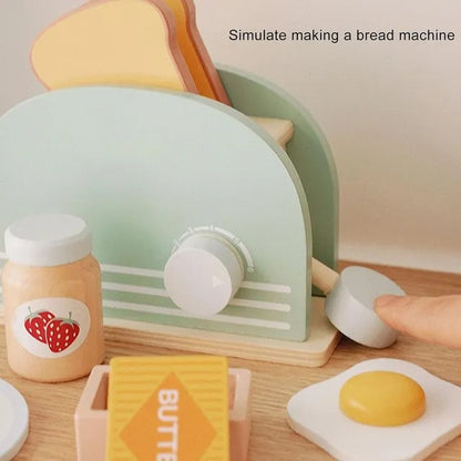 Little Angel Kids Wooden Bread Toaster Play Set – 10 pcs