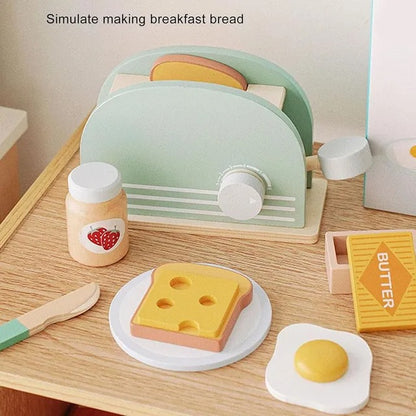 Little Angel Kids Wooden Bread Toaster Play Set – 10 pcs