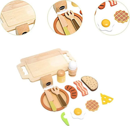 Little Angel Kids Wooden Breakfast Set – 14 Pieces