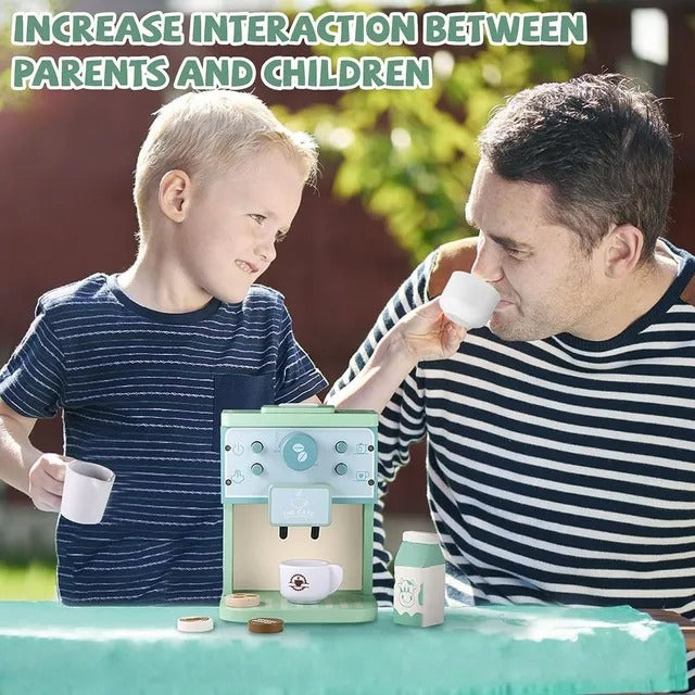 Little Angel Kids Wooden Coffee Maker Play Set – 8 Pcs