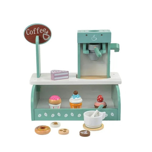 Little Angel Kids Wooden Coffee Machine Play Set – 12 Pieces