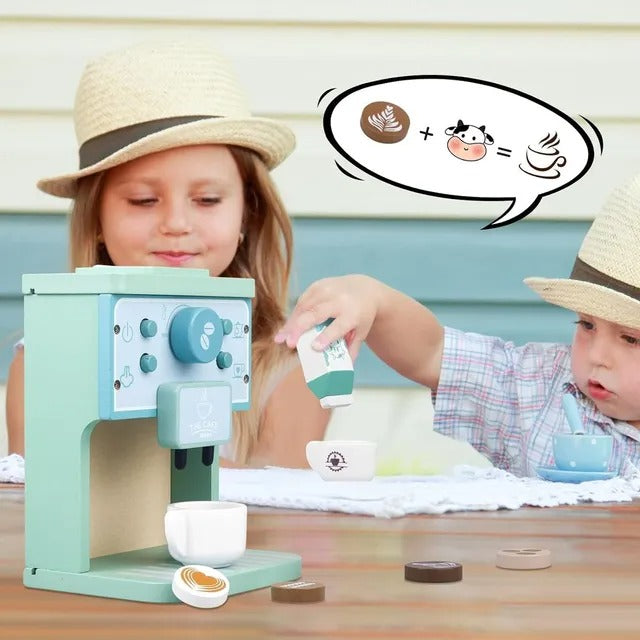 Little Angel Kids Wooden Coffee Maker Play Set – 8 Pcs