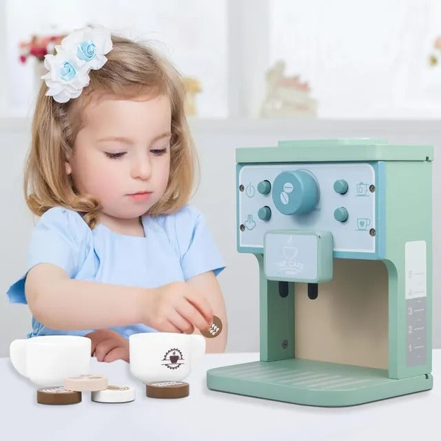 Little Angel Kids Wooden Coffee Maker Play Set – 8 Pcs