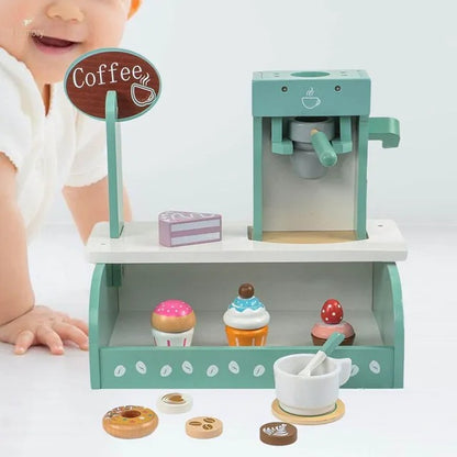 Little Angel Kids Wooden Coffee Machine Play Set – 12 Pieces