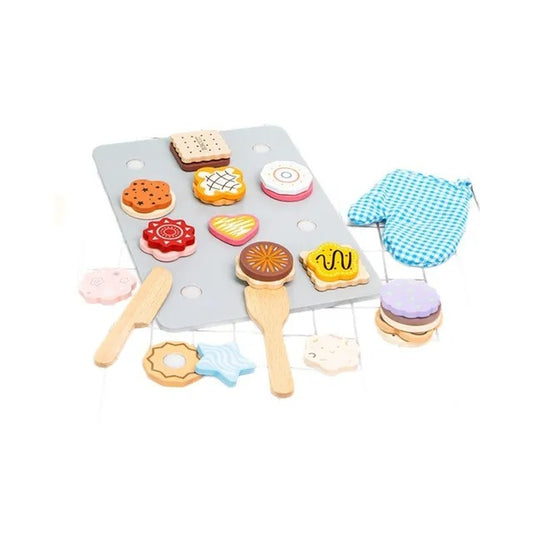 Little Angel Kids Wooden Cookie Play Set – 28 Pieces