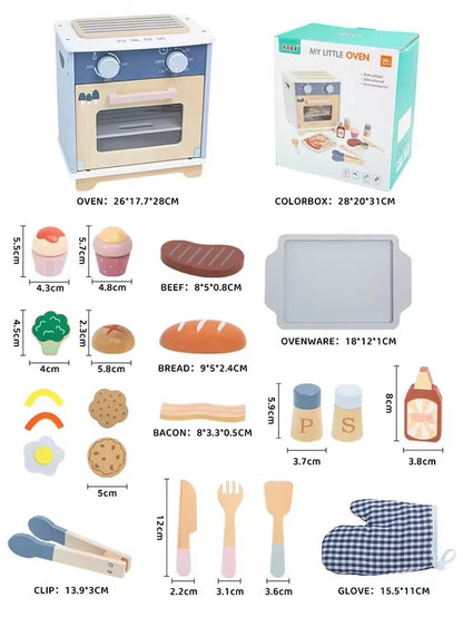 Little Angel Kids Wooden Oven Play Set – 22 Pieces.
