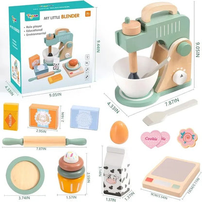 Little Angel Kids Wooden Baking Stand Mixer - 14 Pieces