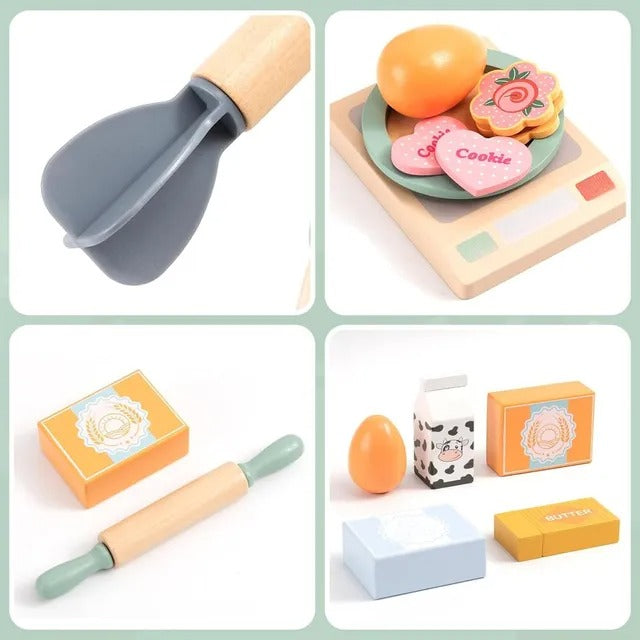 Little Angel Kids Wooden Baking Stand Mixer - 14 Pieces
