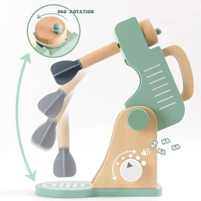 Little Angel Kids Wooden Baking Stand Mixer - 14 Pieces