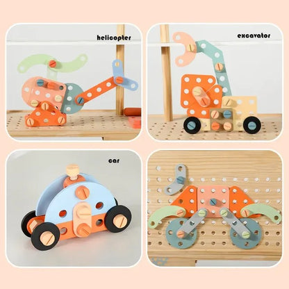 Little Angel Kids Wooden Tool Bench Set With Accessories