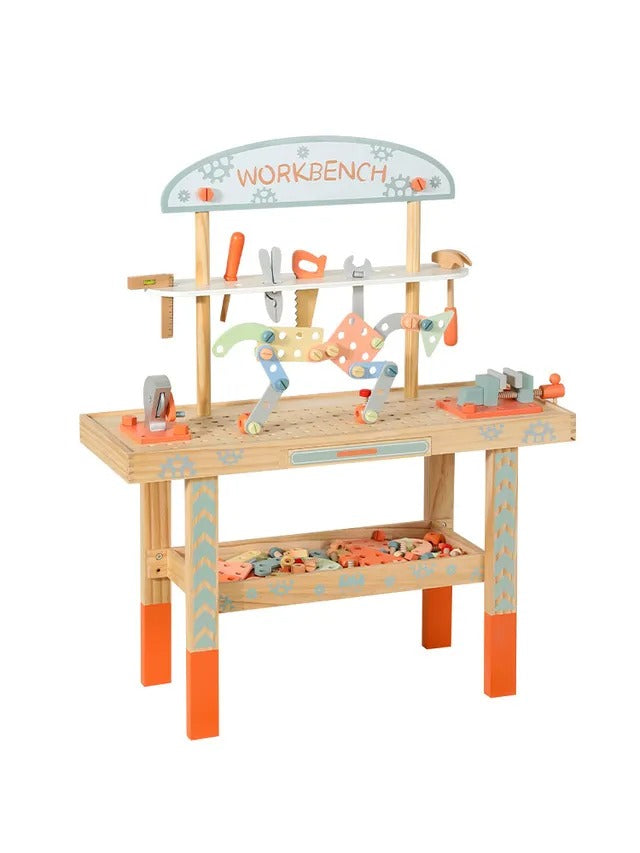 Little Angel Kids Wooden Tool Bench Set With Accessories