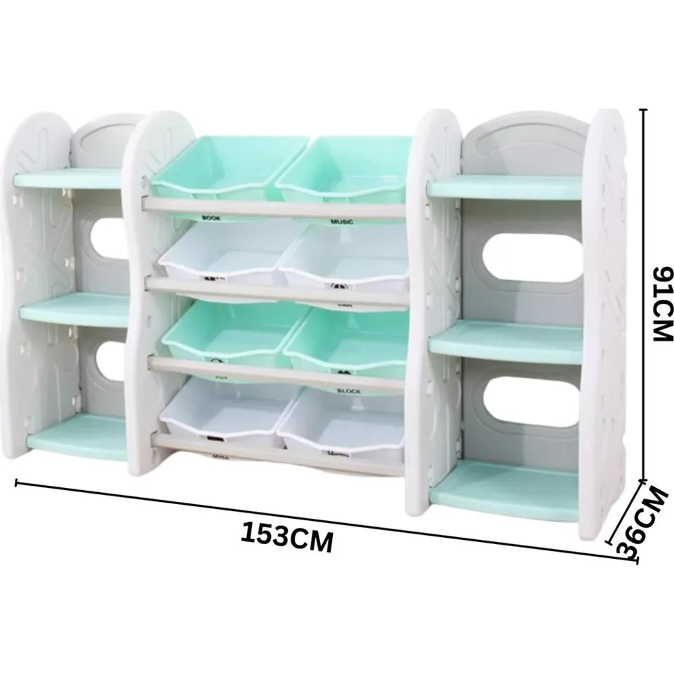 Little Angel Toy Storage Organizer with Multiple Shelves & Bins – Mint Green.