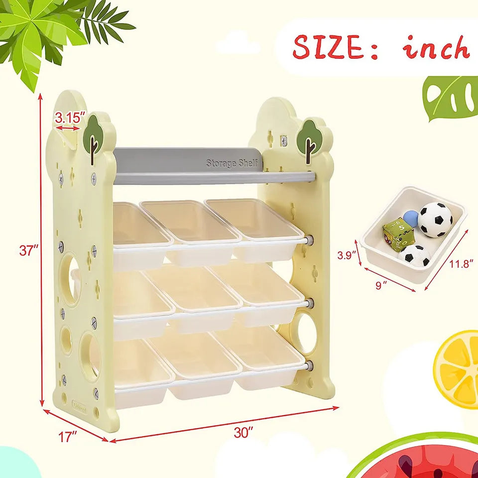 Little Angel Toys Organizer Cabinet with 9 Bins & Hook – Green.