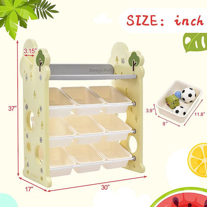 Little Angel Toys Organizer Cabinet with 9 Bins & Hook – Green.