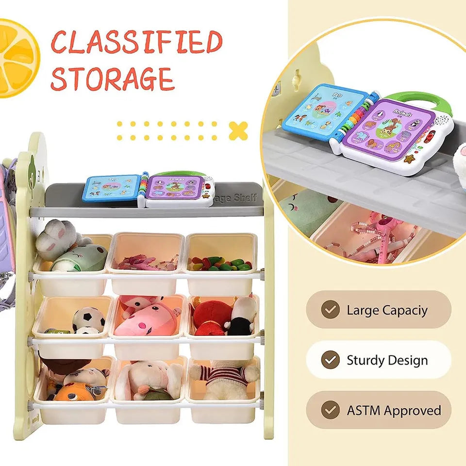 Little Angel Toys Organizer Cabinet with 9 Bins & Hook – Green.