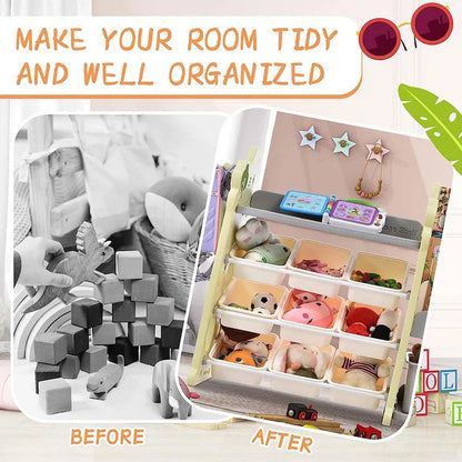 Little Angel Toys Organizer Cabinet with 9 Bins & Hook – Green.