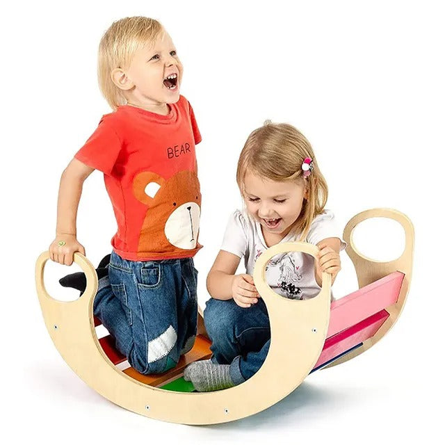 Little Angel Kids Wooden Montessori Rocker – Multicolor