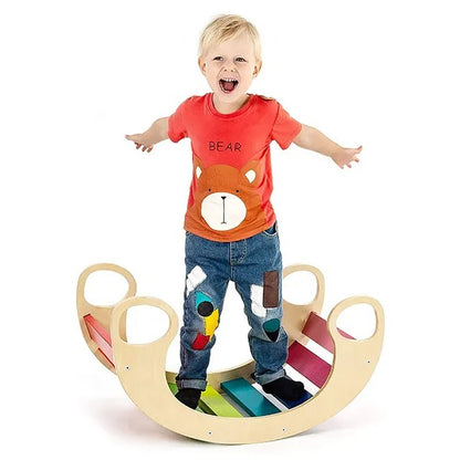 Little Angel Kids Wooden Montessori Rocker – Multicolor
